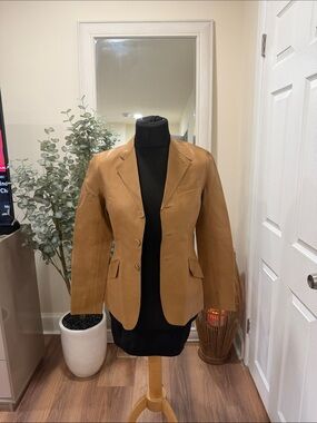 RALPH LAUREN Size 12 Tan Calf Leather Blazer